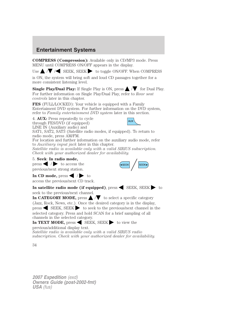 Entertainment systems | FORD 2007 Expedition v.3 User Manual | Page 34 / 376