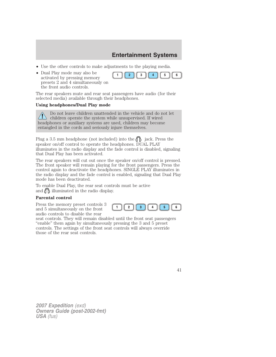 Entertainment systems | FORD 2007 Expedition v.3 User Manual | Page 41 / 376