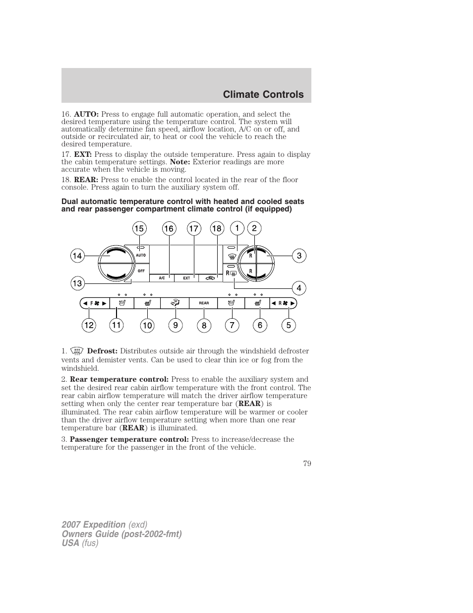 Climate controls | FORD 2007 Expedition v.3 User Manual | Page 79 / 376