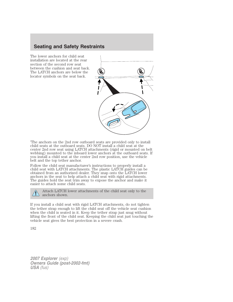 Seating and safety restraints | FORD 2007 Explorer v.1 User Manual | Page 182 / 344