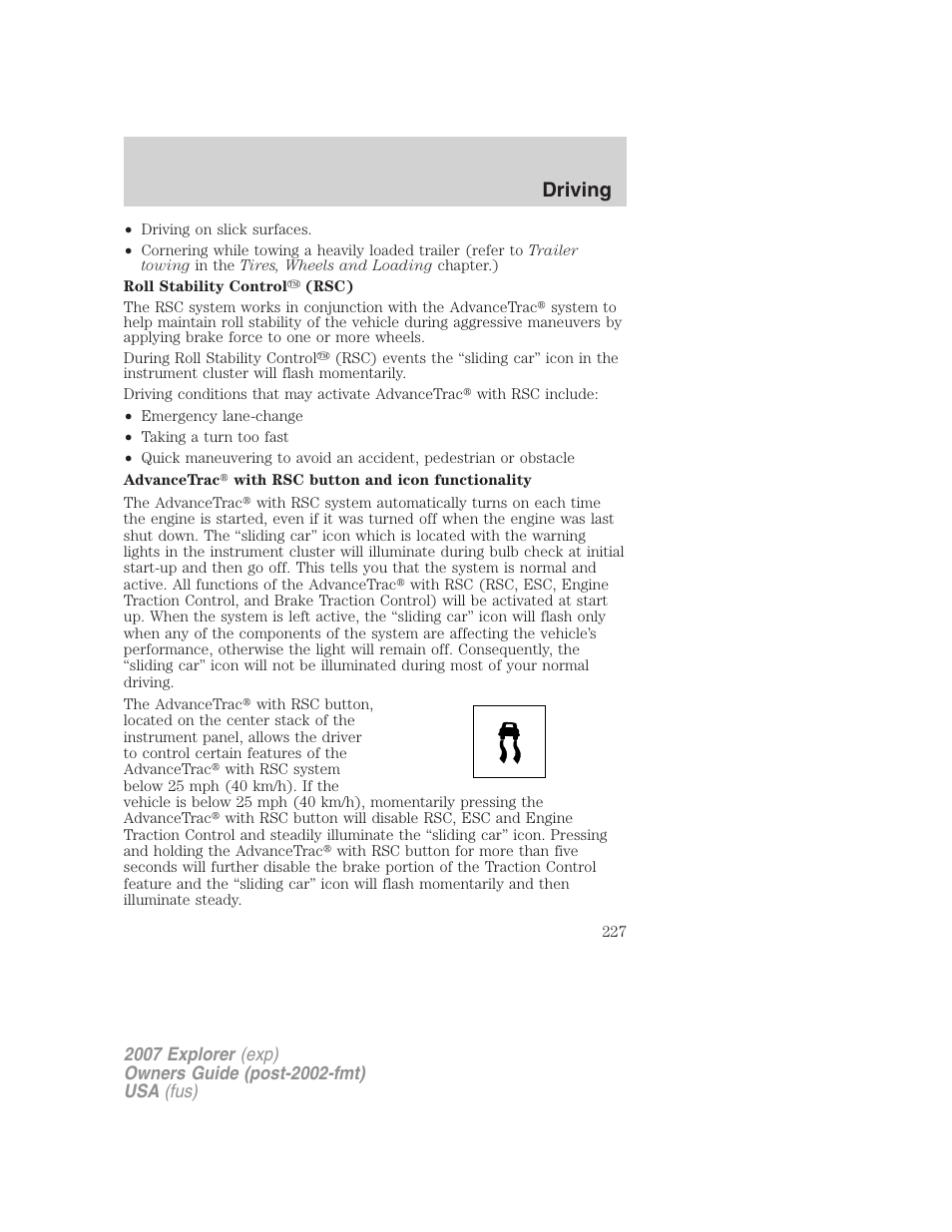 Driving | FORD 2007 Explorer v.1 User Manual | Page 227 / 344