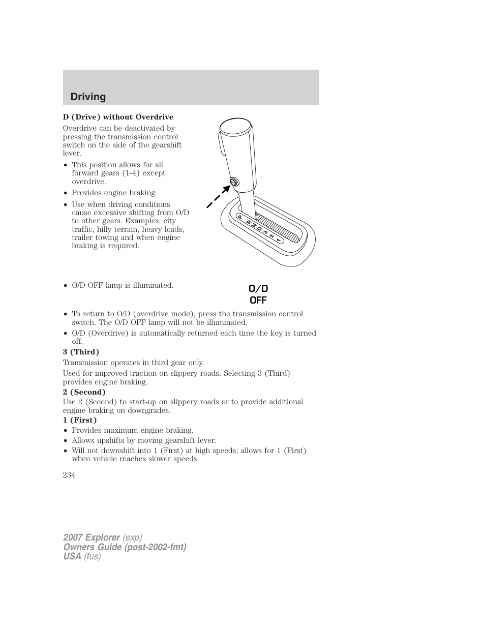 Driving | FORD 2007 Explorer v.1 User Manual | Page 234 / 344