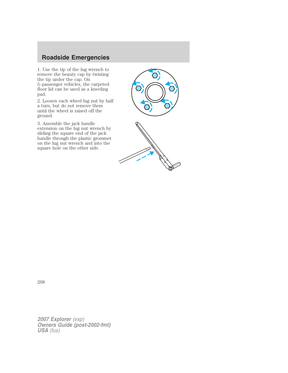 Roadside emergencies | FORD 2007 Explorer v.1 User Manual | Page 268 / 344