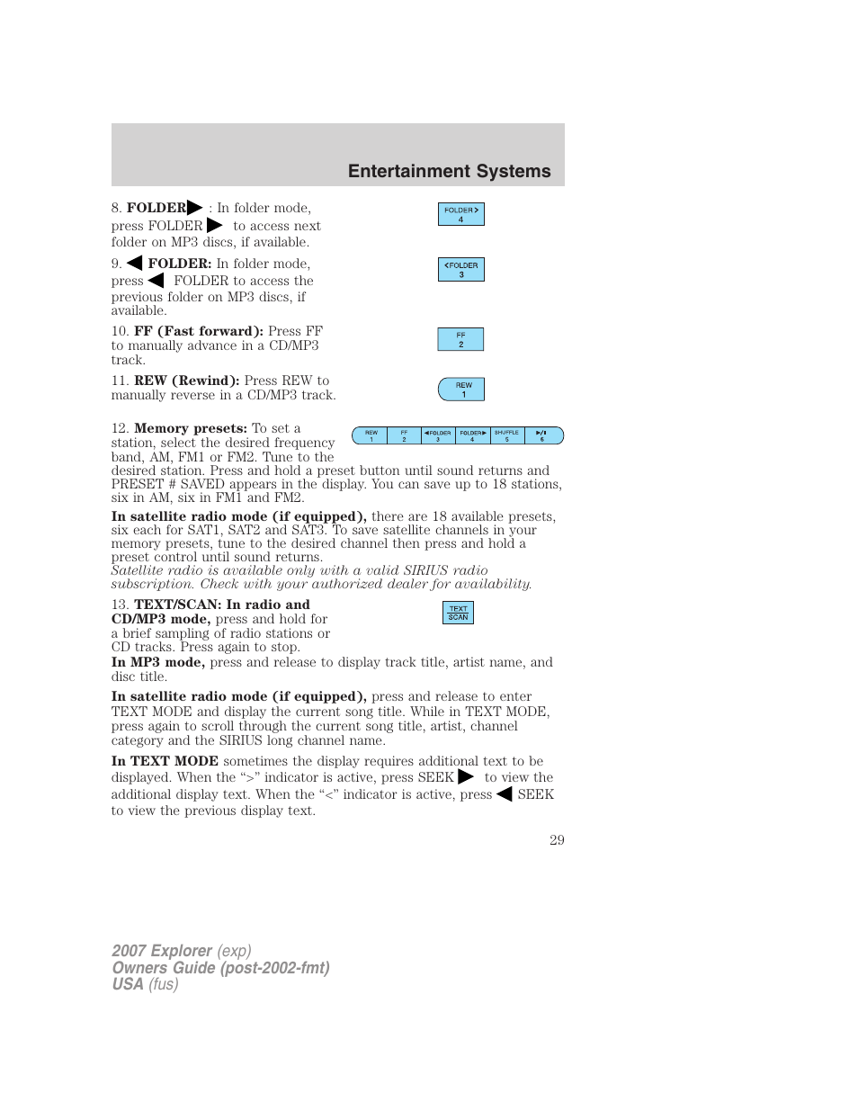 Entertainment systems | FORD 2007 Explorer v.1 User Manual | Page 29 / 344