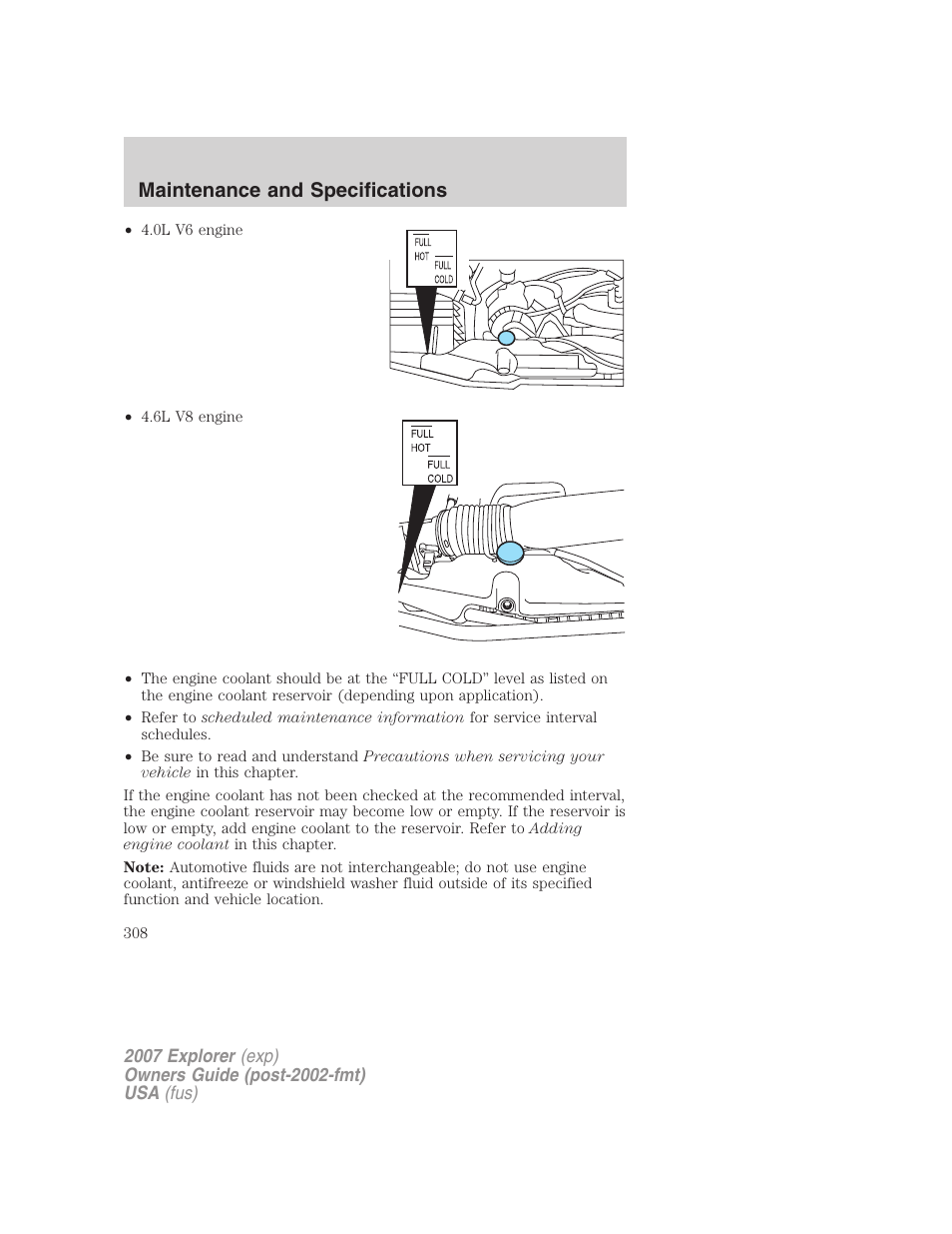 Maintenance and specifications | FORD 2007 Explorer v.1 User Manual | Page 308 / 344