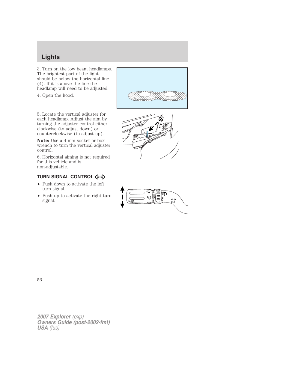 Turn signal control, Lights | FORD 2007 Explorer v.1 User Manual | Page 56 / 344
