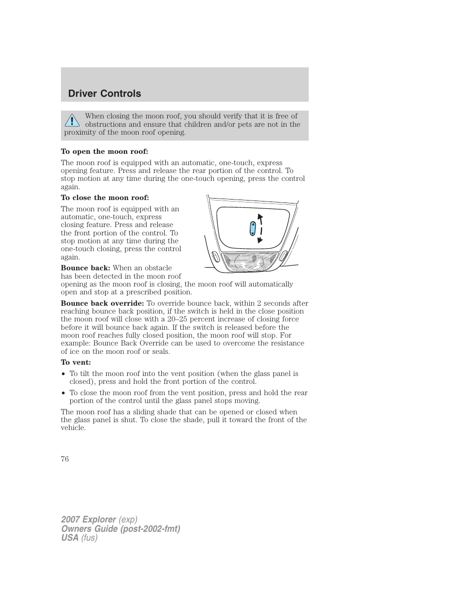 Driver controls | FORD 2007 Explorer v.1 User Manual | Page 76 / 344