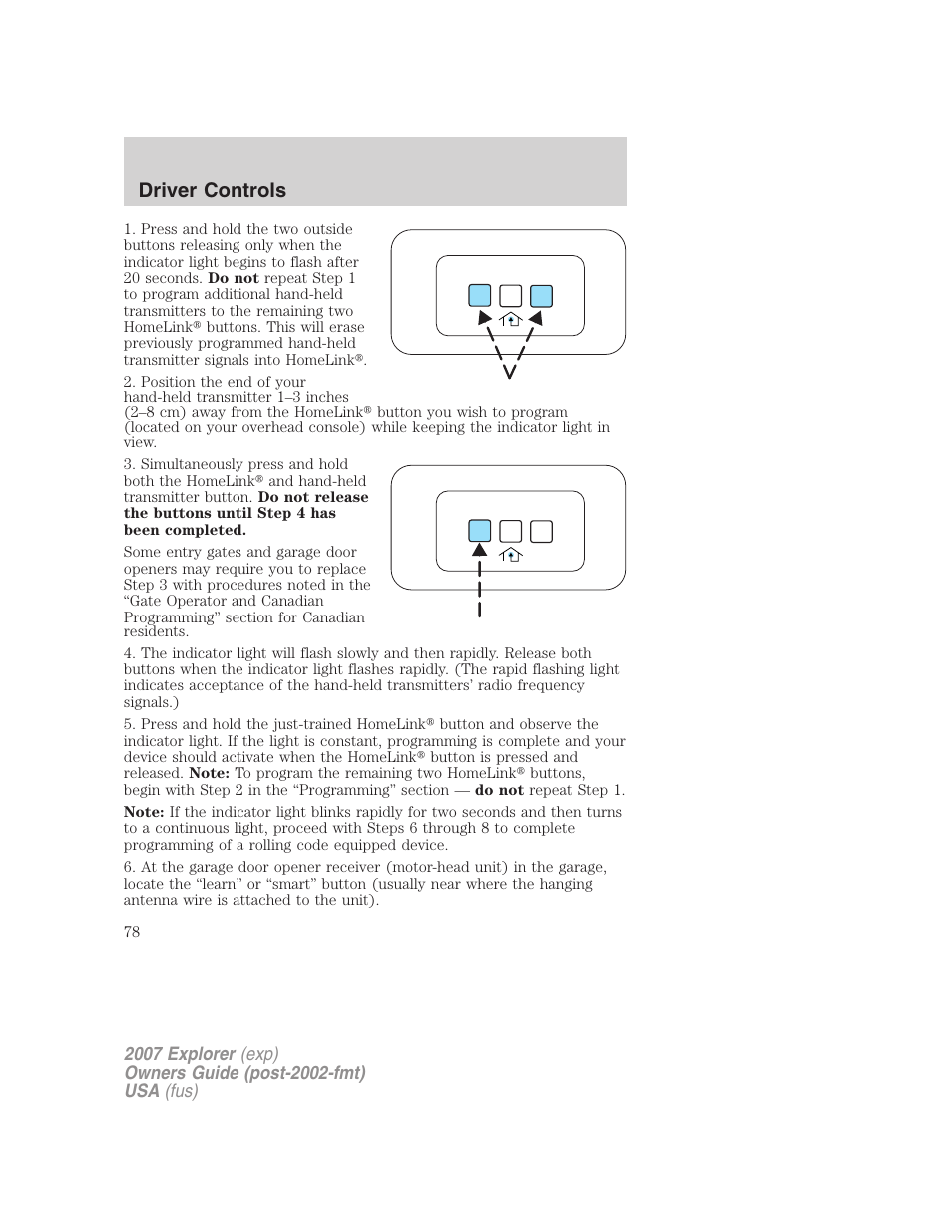 Driver controls | FORD 2007 Explorer v.1 User Manual | Page 78 / 344