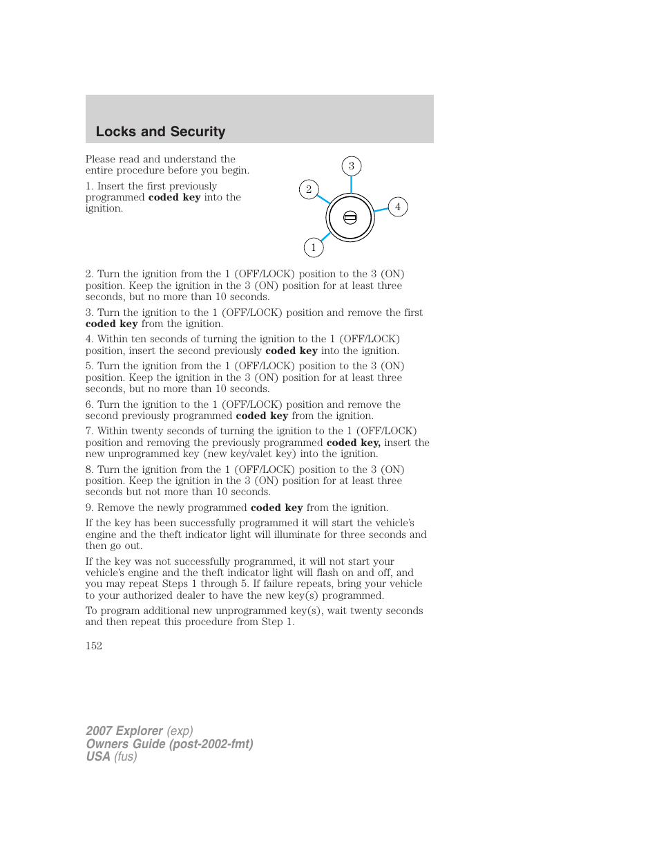 Locks and security | FORD 2007 Explorer v.2 User Manual | Page 152 / 368