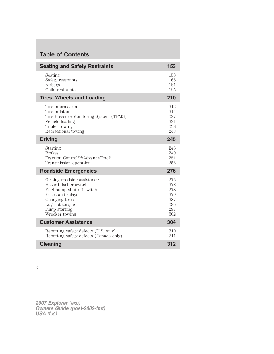FORD 2007 Explorer v.2 User Manual | Page 2 / 368