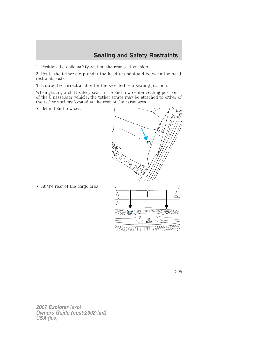 Seating and safety restraints | FORD 2007 Explorer v.2 User Manual | Page 205 / 368