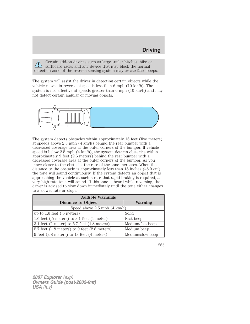 Driving | FORD 2007 Explorer v.2 User Manual | Page 265 / 368