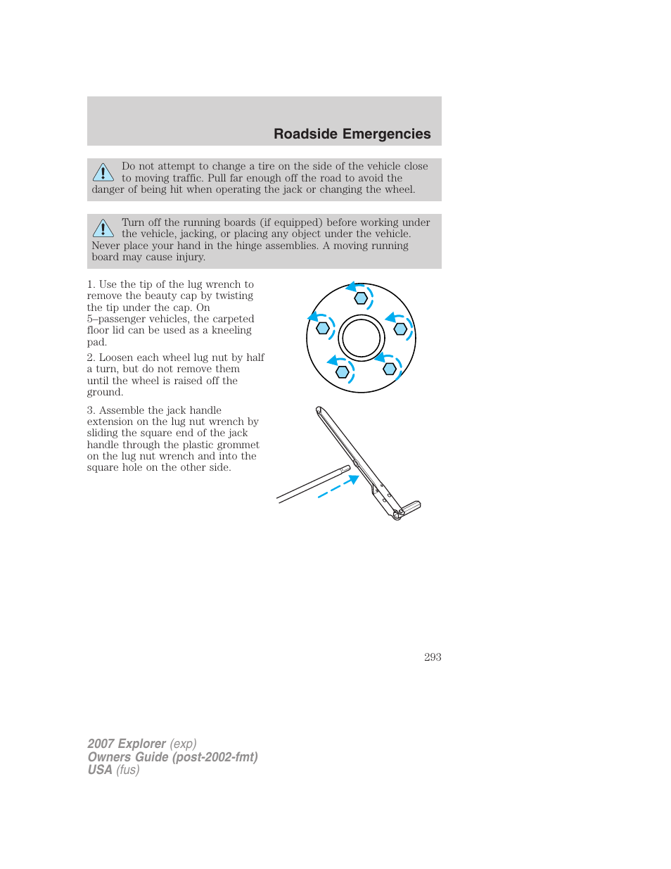 Roadside emergencies | FORD 2007 Explorer v.2 User Manual | Page 293 / 368