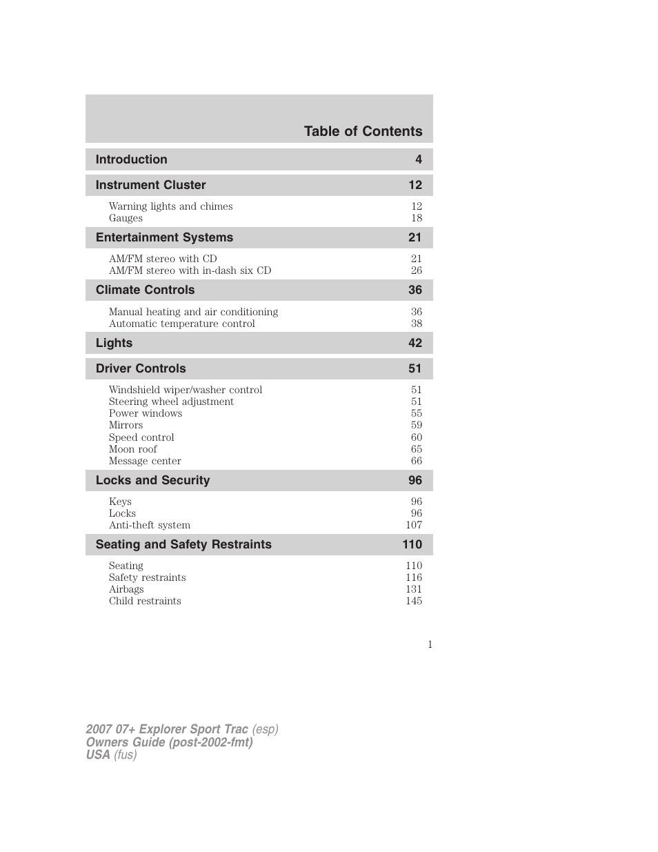 FORD 2007 Explorer Sport Trac v.1 User Manual | 312 pages