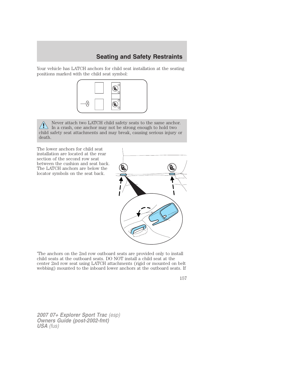 Seating and safety restraints | FORD 2007 Explorer Sport Trac v.1 User Manual | Page 157 / 312
