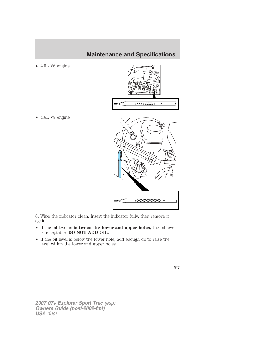 Maintenance and specifications | FORD 2007 Explorer Sport Trac v.1 User Manual | Page 267 / 312