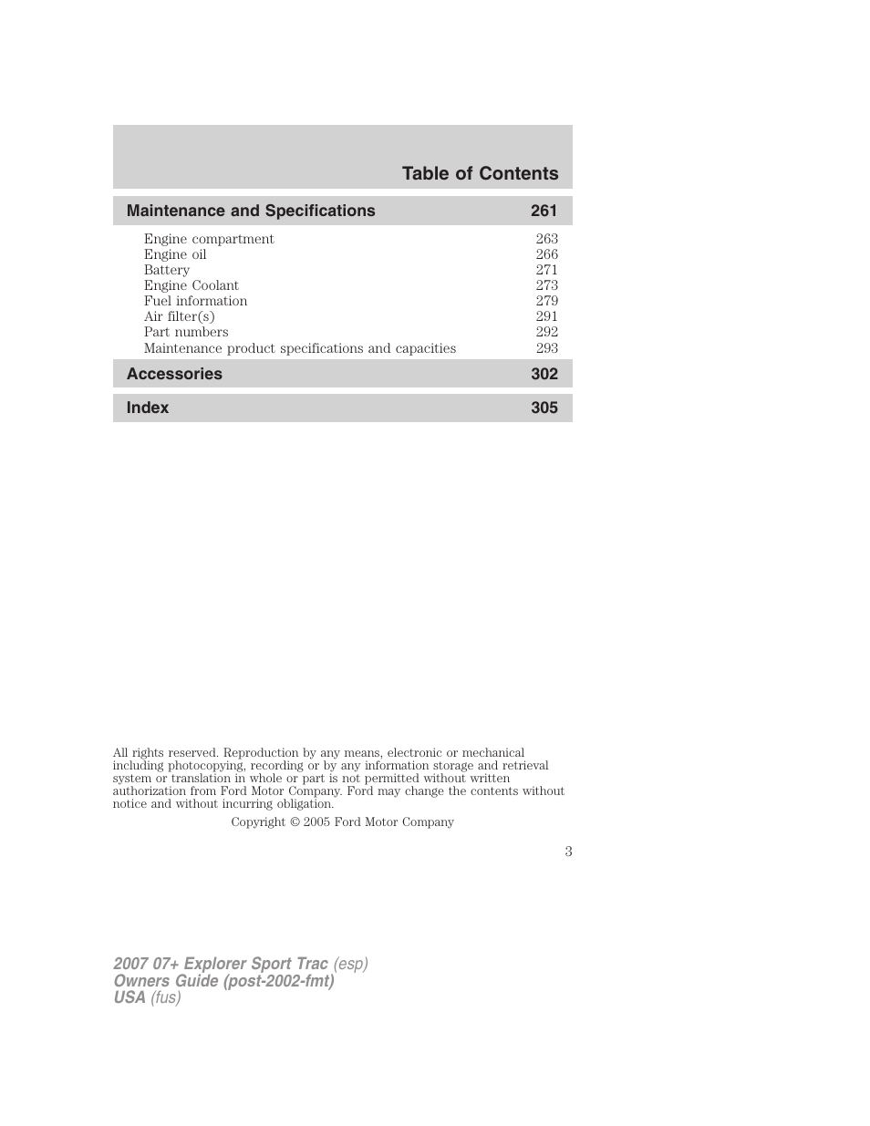 FORD 2007 Explorer Sport Trac v.1 User Manual | Page 3 / 312