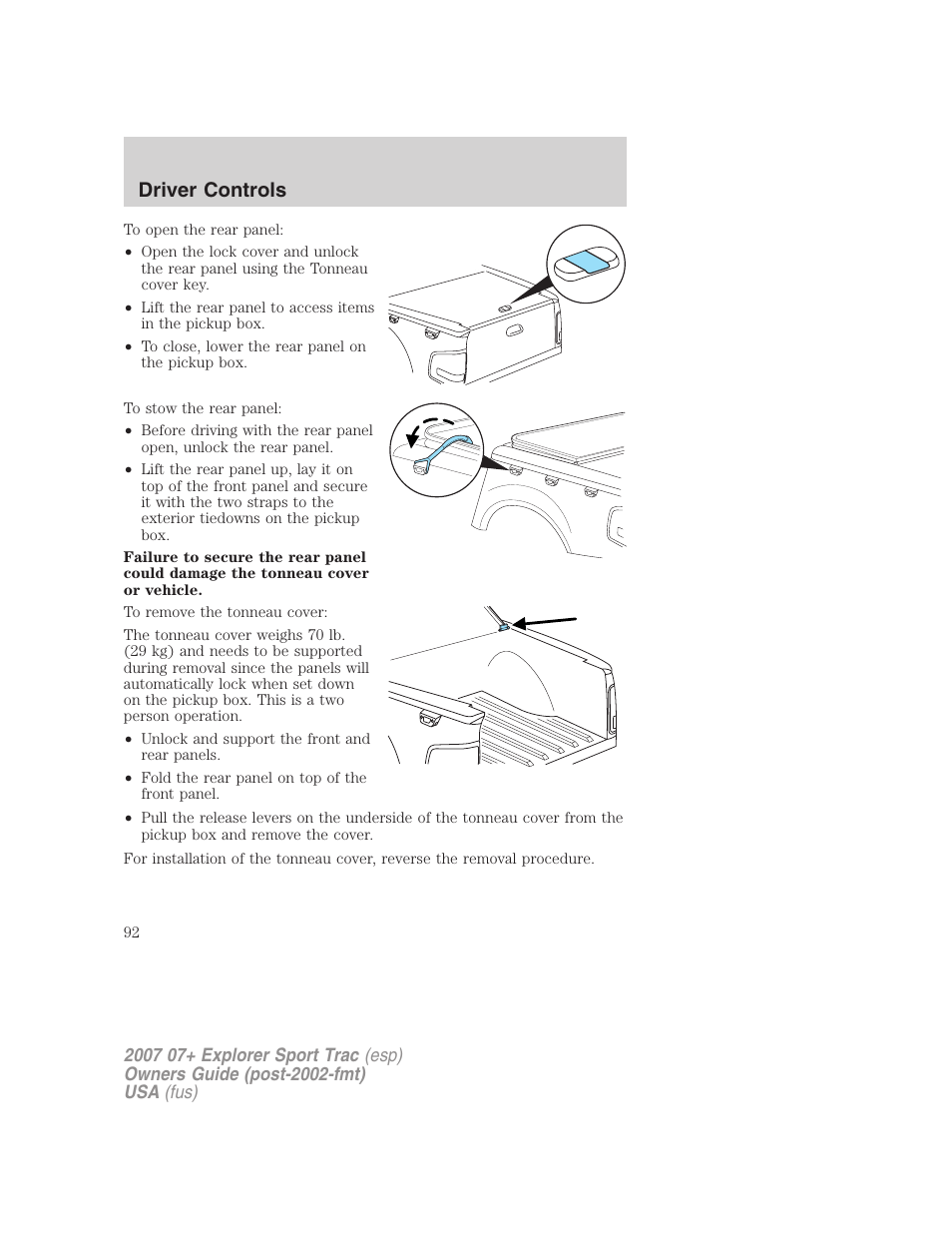 Driver controls | FORD 2007 Explorer Sport Trac v.1 User Manual | Page 92 / 312