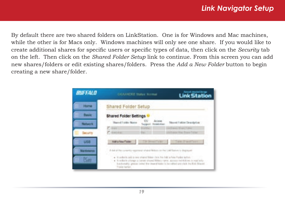 Link navigator setup | Buffalo Technology LINKSTATION HD-HLAN User Manual | Page 19 / 70