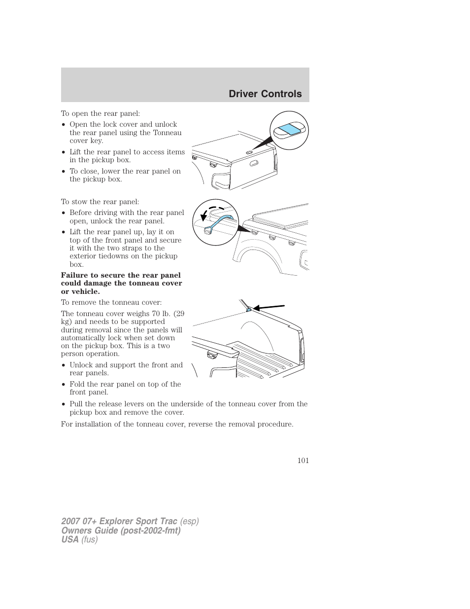 Driver controls | FORD 2007 Explorer Sport Trac v.2 User Manual | Page 101 / 328