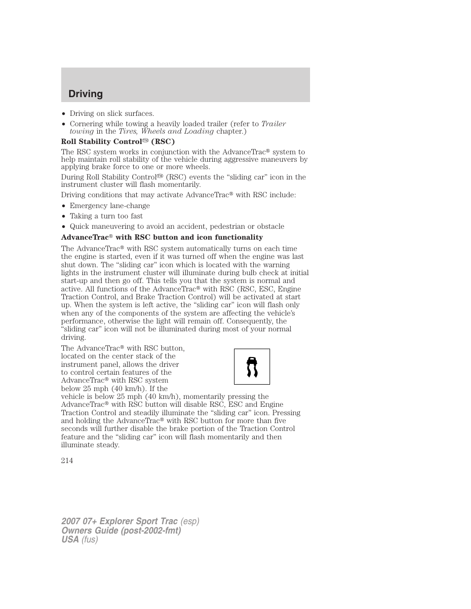 Driving | FORD 2007 Explorer Sport Trac v.2 User Manual | Page 214 / 328
