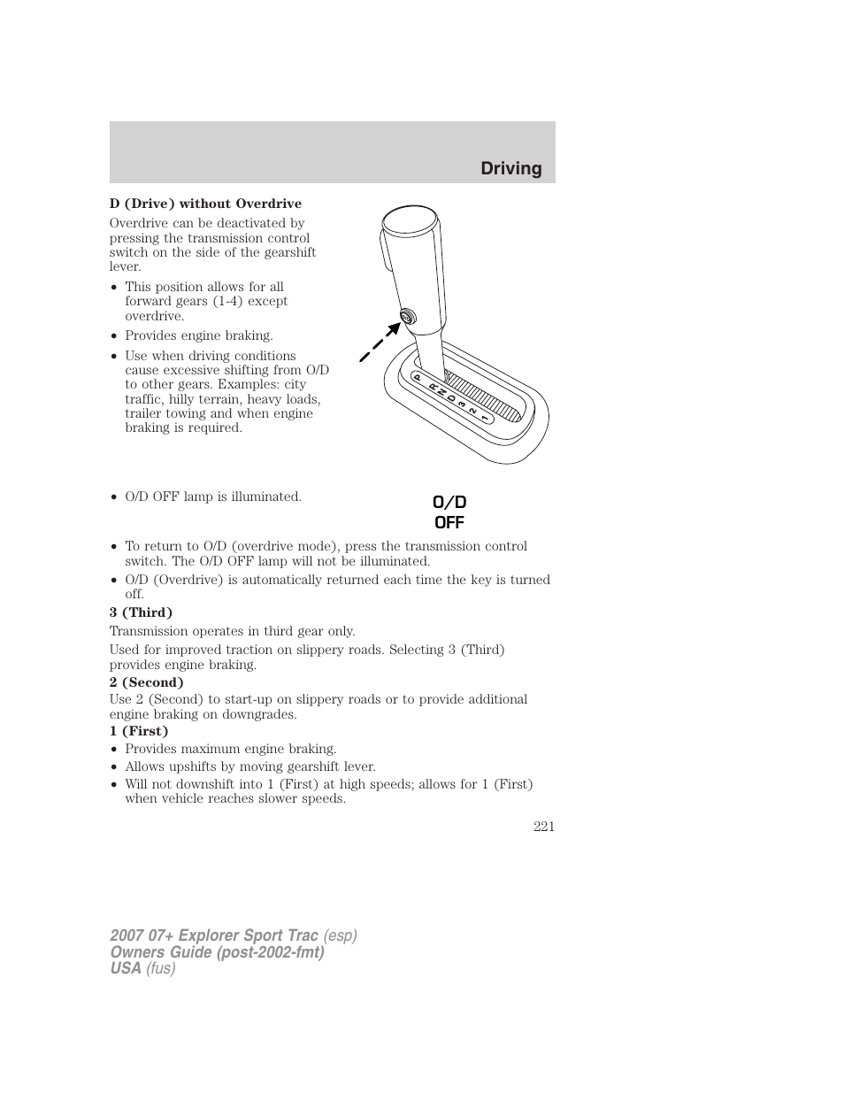 Driving | FORD 2007 Explorer Sport Trac v.2 User Manual | Page 221 / 328