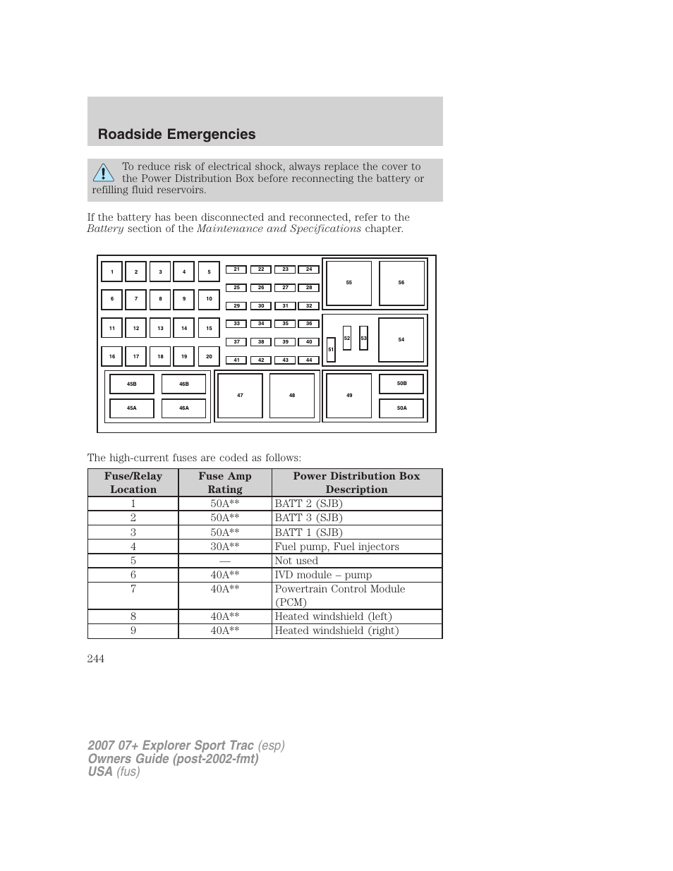 Roadside emergencies | FORD 2007 Explorer Sport Trac v.2 User Manual | Page 244 / 328