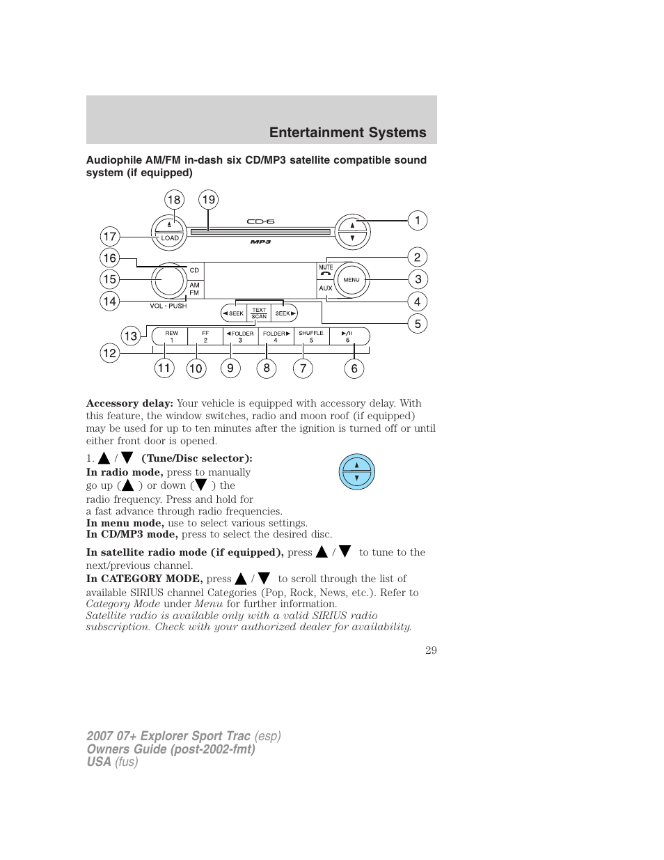 Am/fm stereo with in-dash six cd, Entertainment systems | FORD 2007 Explorer Sport Trac v.2 User Manual | Page 29 / 328