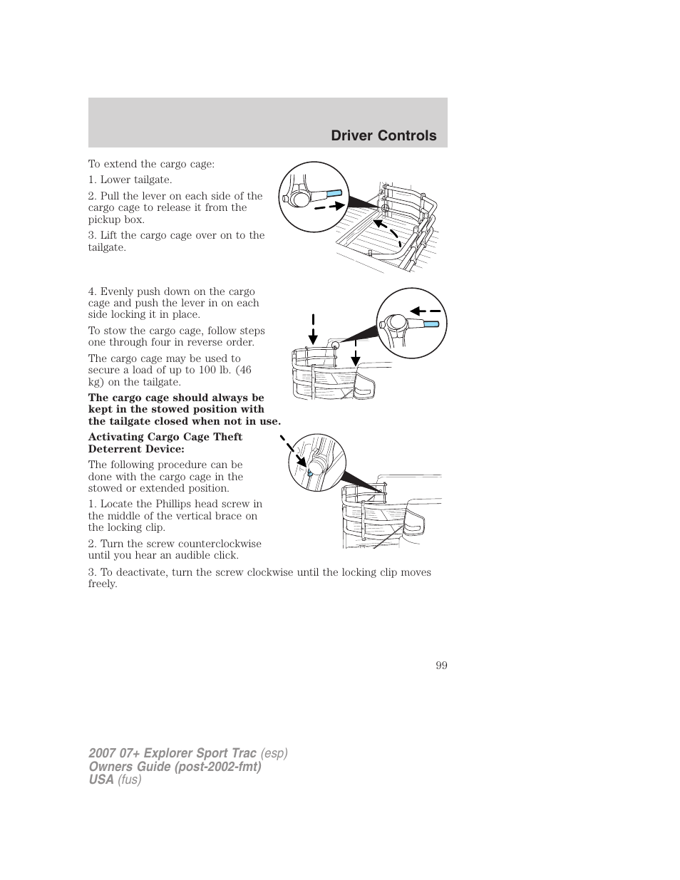 Driver controls | FORD 2007 Explorer Sport Trac v.2 User Manual | Page 99 / 328
