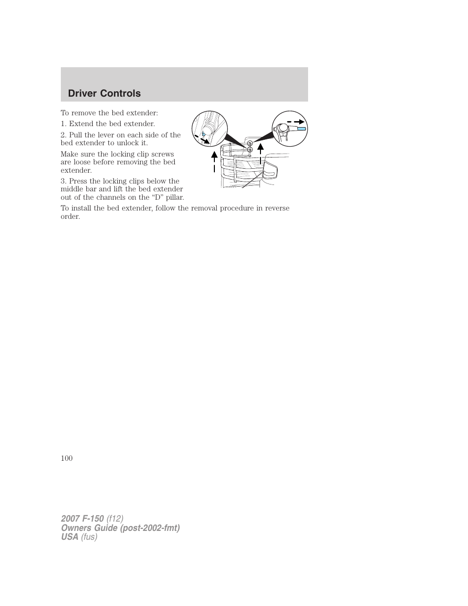 Driver controls | FORD 2007 F-150 v.1 User Manual | Page 100 / 344