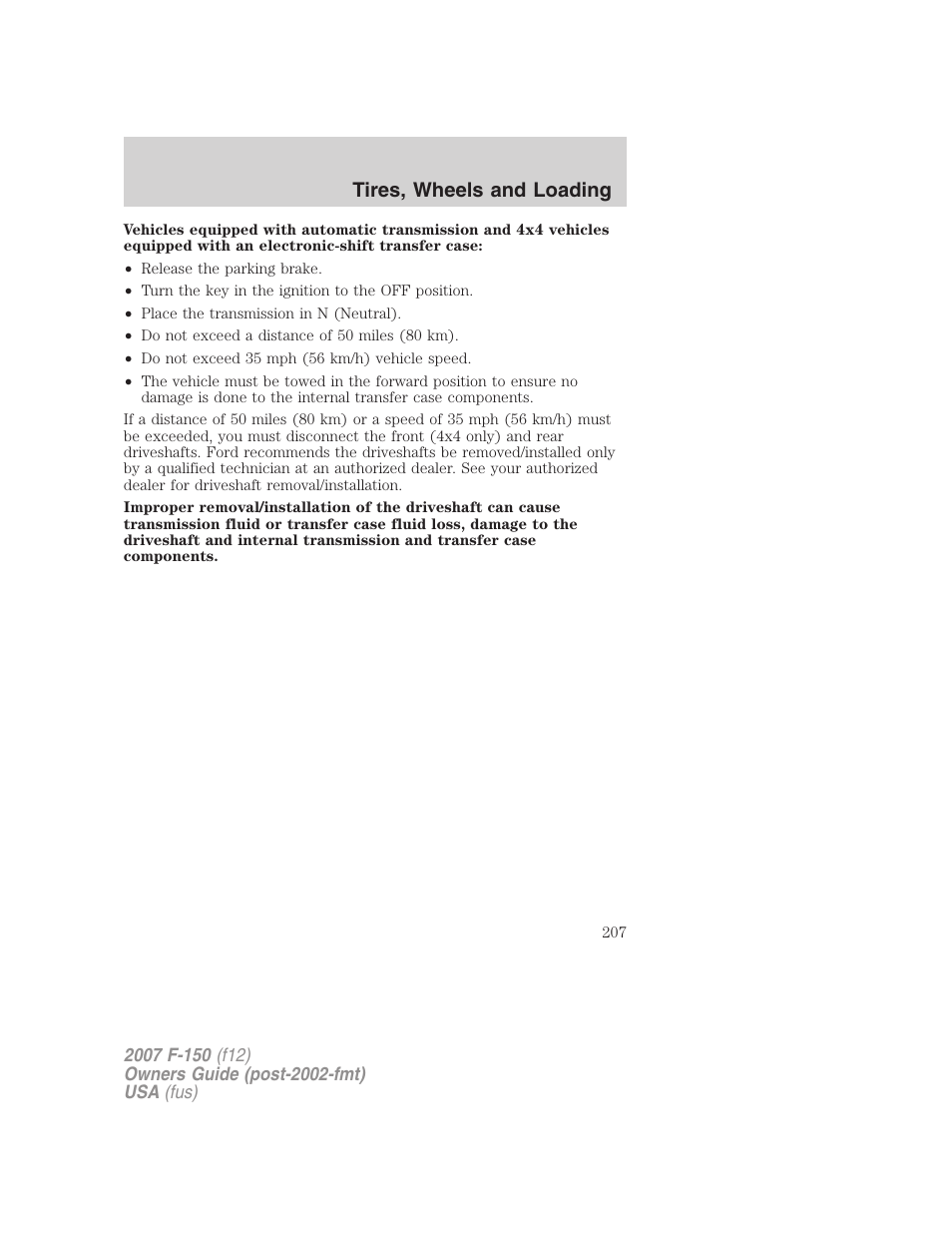 Tires, wheels and loading | FORD 2007 F-150 v.1 User Manual | Page 207 / 344