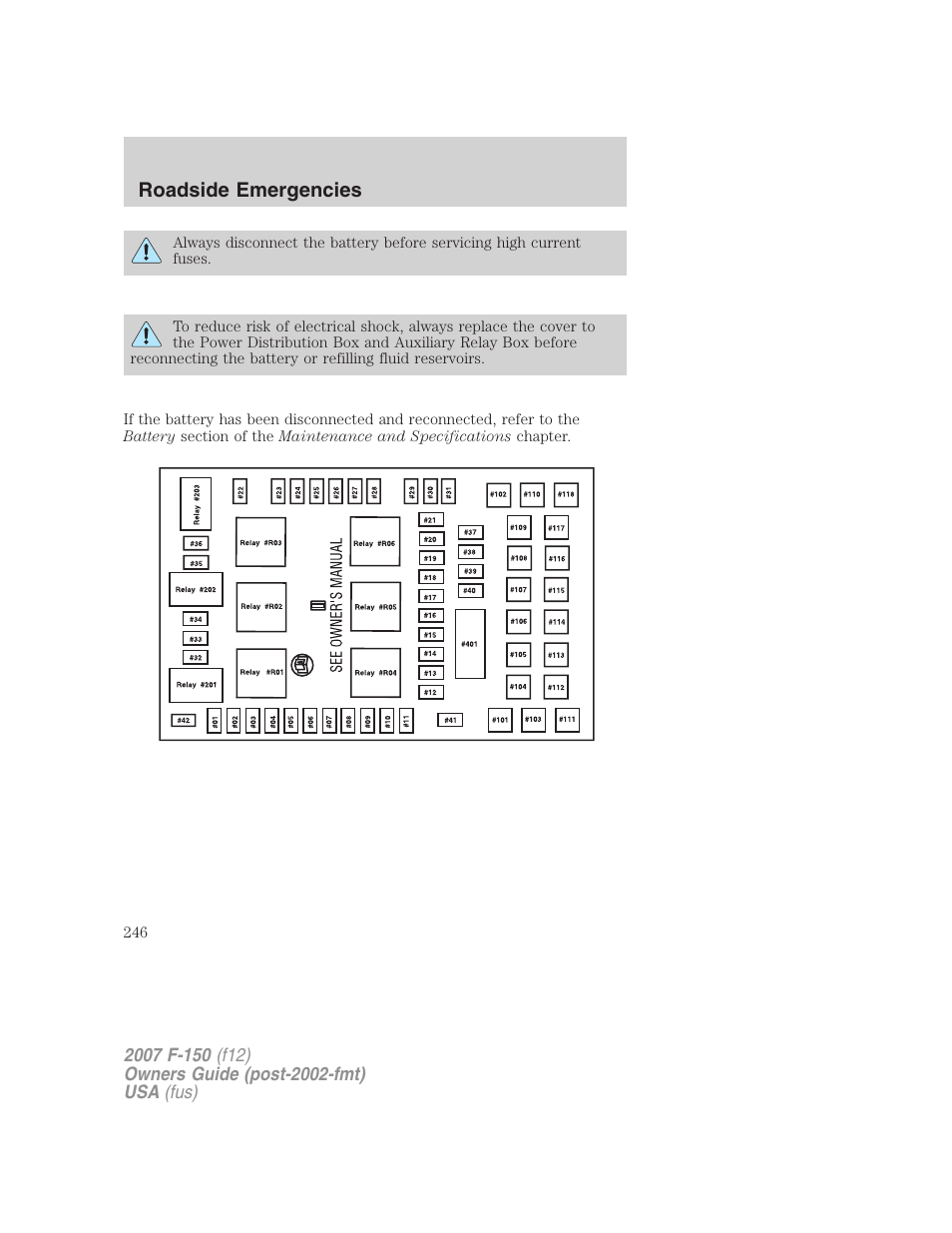 Roadside emergencies | FORD 2007 F-150 v.1 User Manual | Page 246 / 344