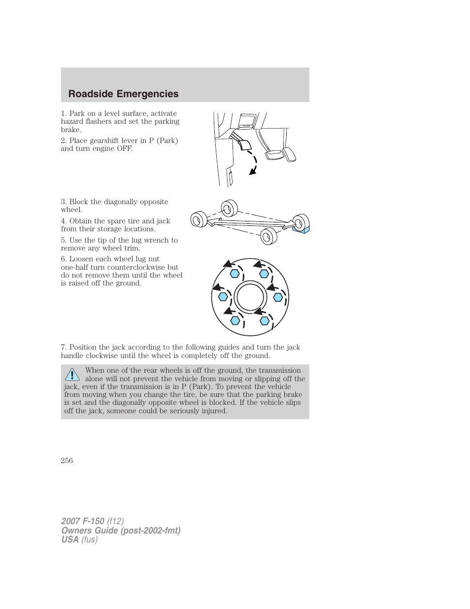 Roadside emergencies | FORD 2007 F-150 v.1 User Manual | Page 256 / 344