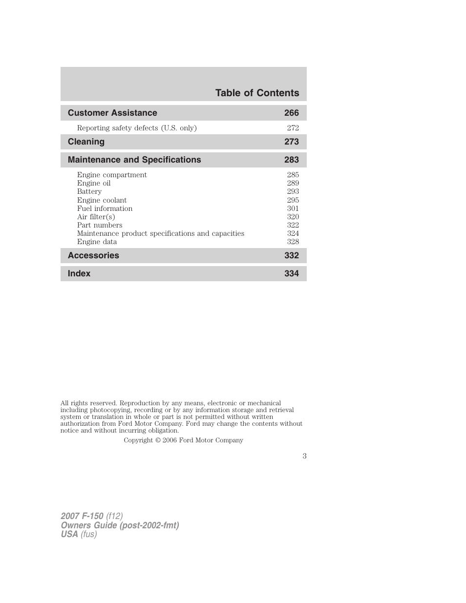 FORD 2007 F-150 v.1 User Manual | Page 3 / 344