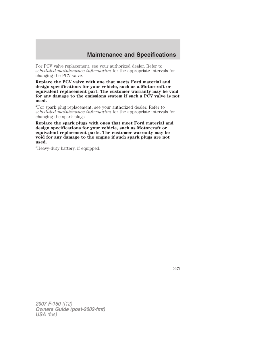 Maintenance and specifications | FORD 2007 F-150 v.1 User Manual | Page 323 / 344
