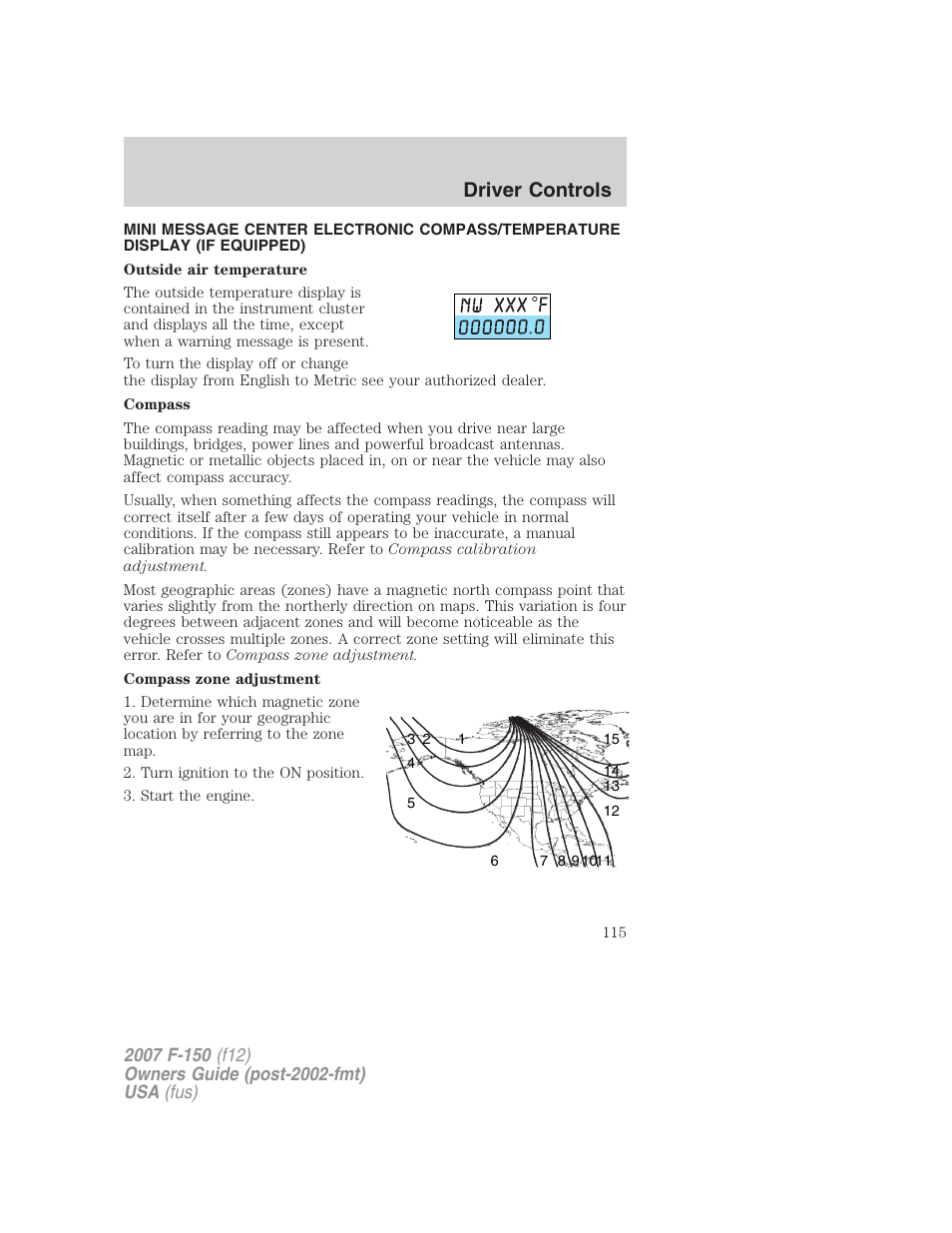 Driver controls | FORD 2007 F-150 v.2 User Manual | Page 115 / 368