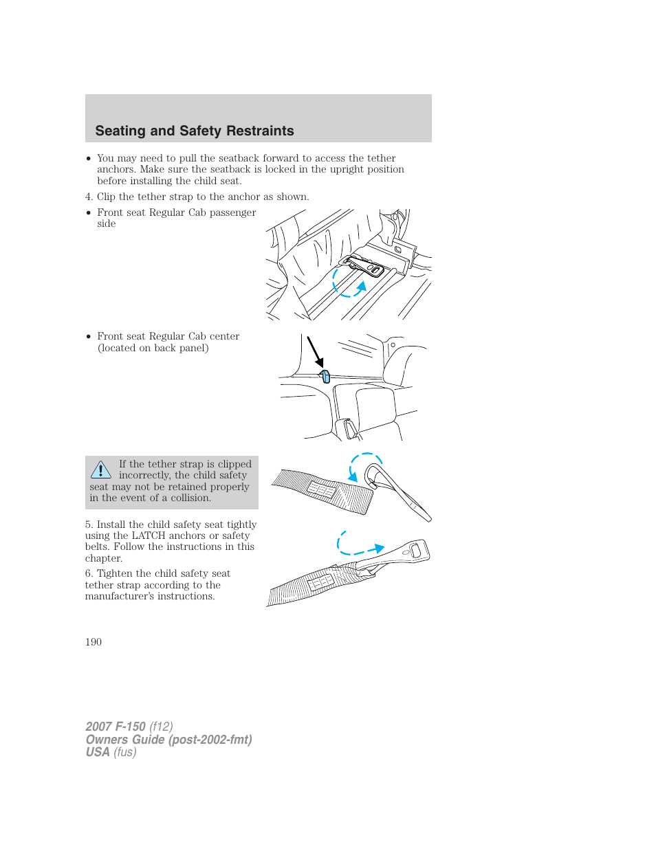 Seating and safety restraints | FORD 2007 F-150 v.2 User Manual | Page 190 / 368