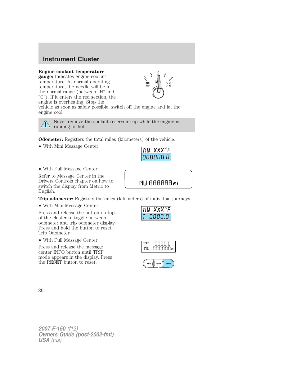 Instrument cluster | FORD 2007 F-150 v.2 User Manual | Page 20 / 368