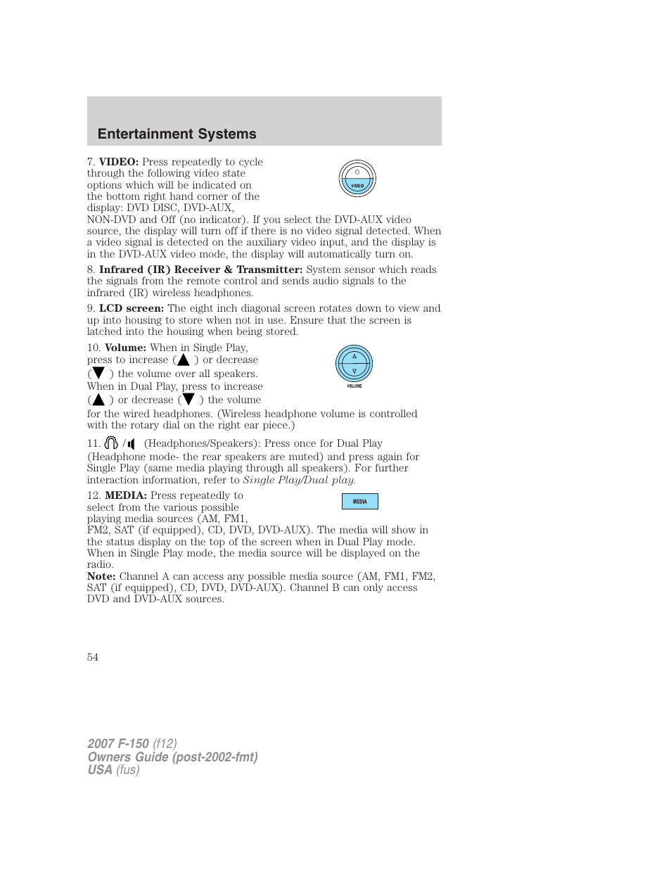 Entertainment systems | FORD 2007 F-150 v.2 User Manual | Page 54 / 368