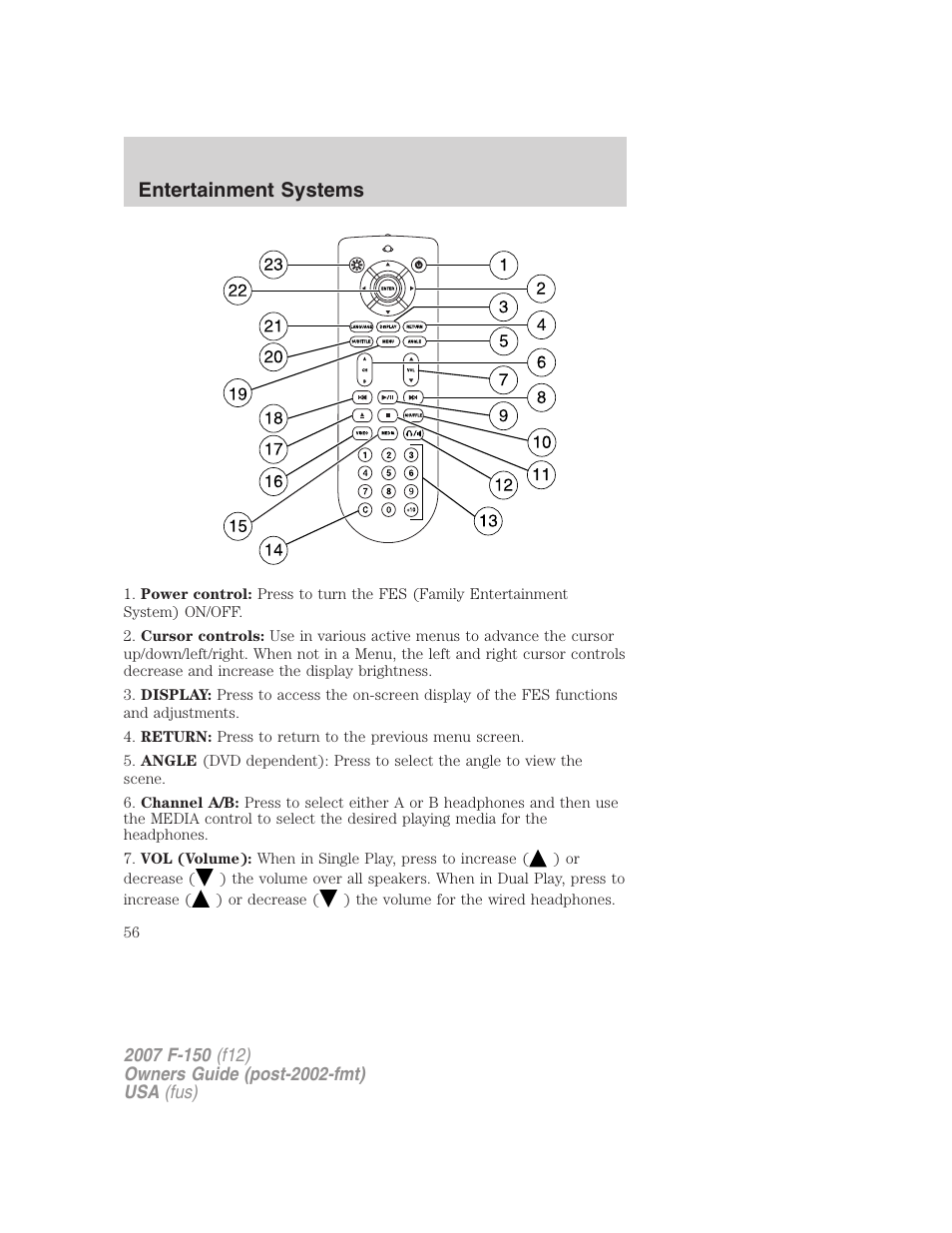 Entertainment systems | FORD 2007 F-150 v.2 User Manual | Page 56 / 368