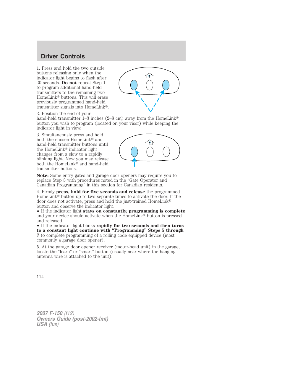 Driver controls | FORD 2007 F-150 v.3 User Manual | Page 114 / 376