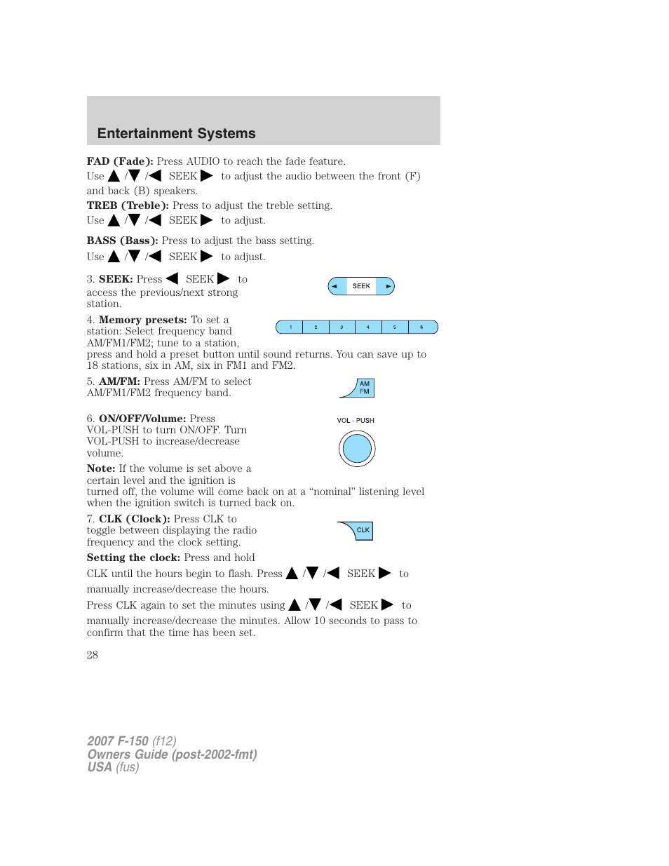 Entertainment systems | FORD 2007 F-150 v.3 User Manual | Page 28 / 376