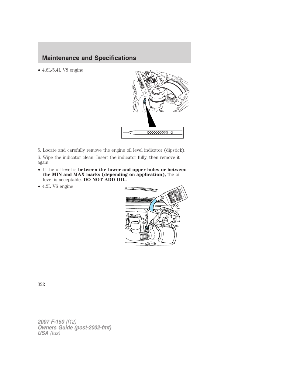 Maintenance and specifications | FORD 2007 F-150 v.3 User Manual | Page 322 / 376