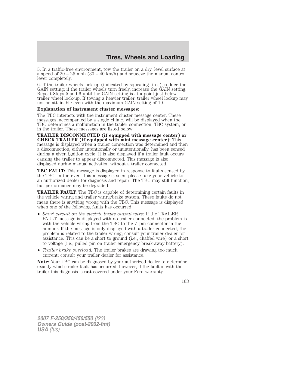 Tires, wheels and loading | FORD 2007 F-550 v.1 User Manual | Page 163 / 312