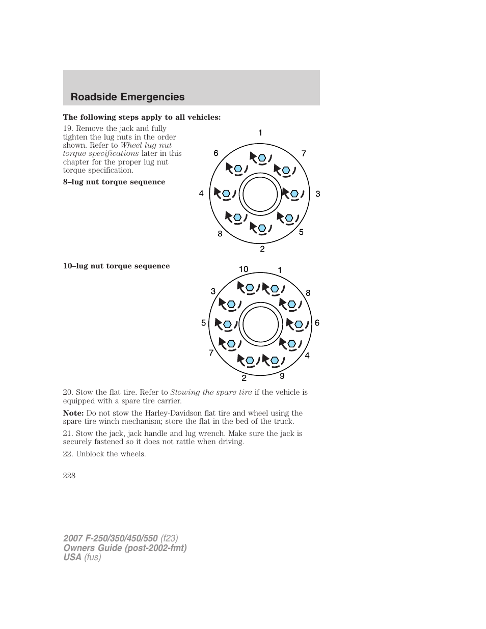 Roadside emergencies | FORD 2007 F-550 v.1 User Manual | Page 228 / 312