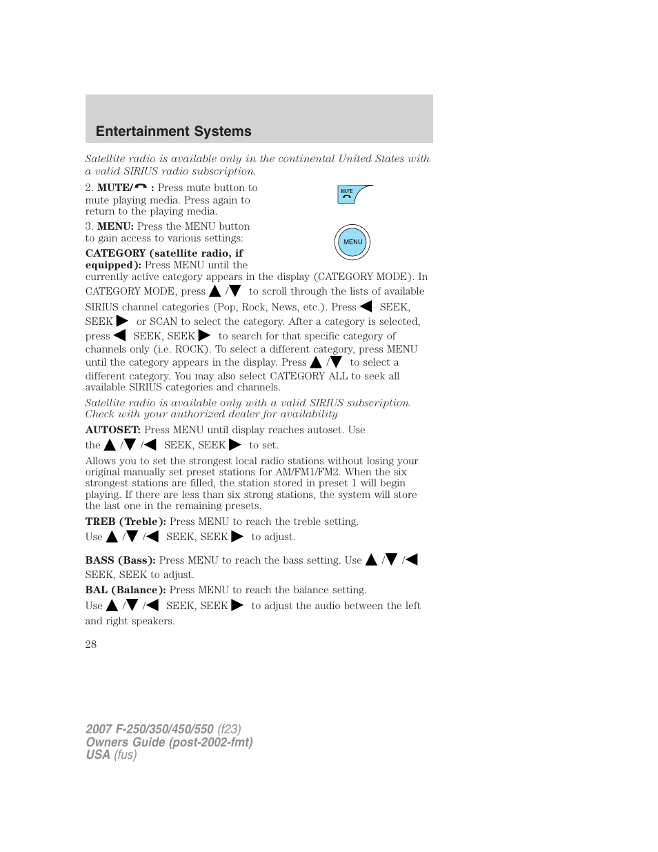 Entertainment systems | FORD 2007 F-550 v.1 User Manual | Page 28 / 312