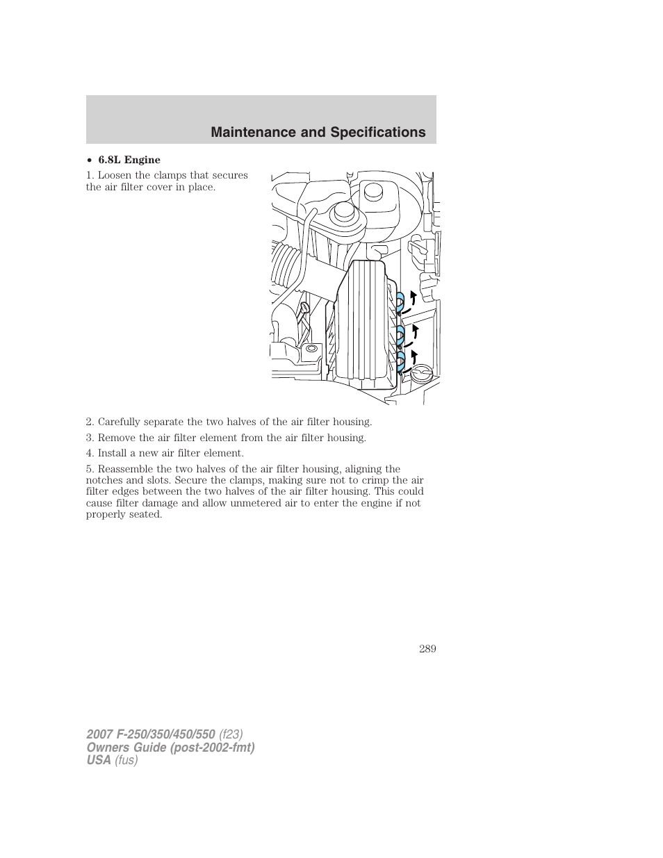 Maintenance and specifications | FORD 2007 F-550 v.1 User Manual | Page 289 / 312