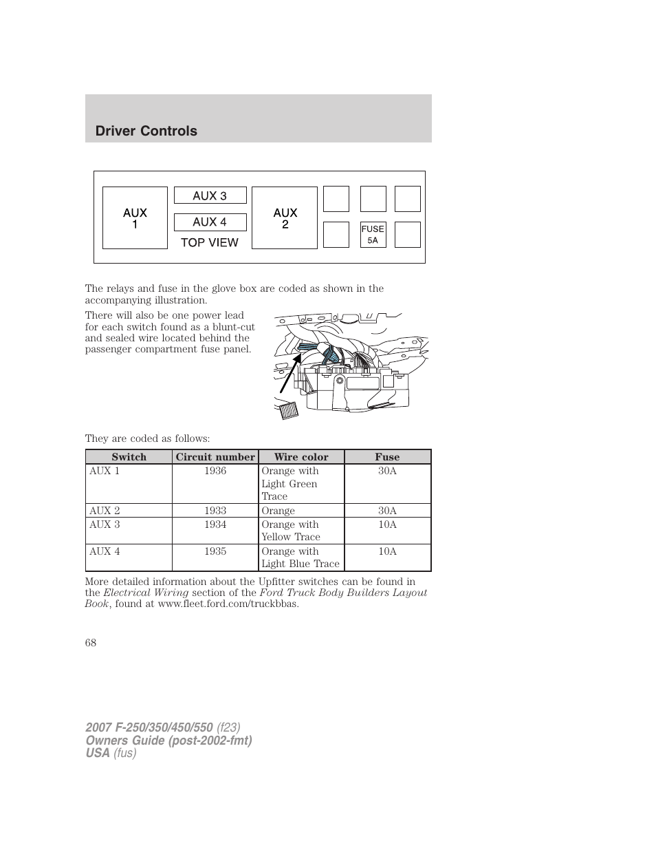 Driver controls | FORD 2007 F-550 v.1 User Manual | Page 68 / 312