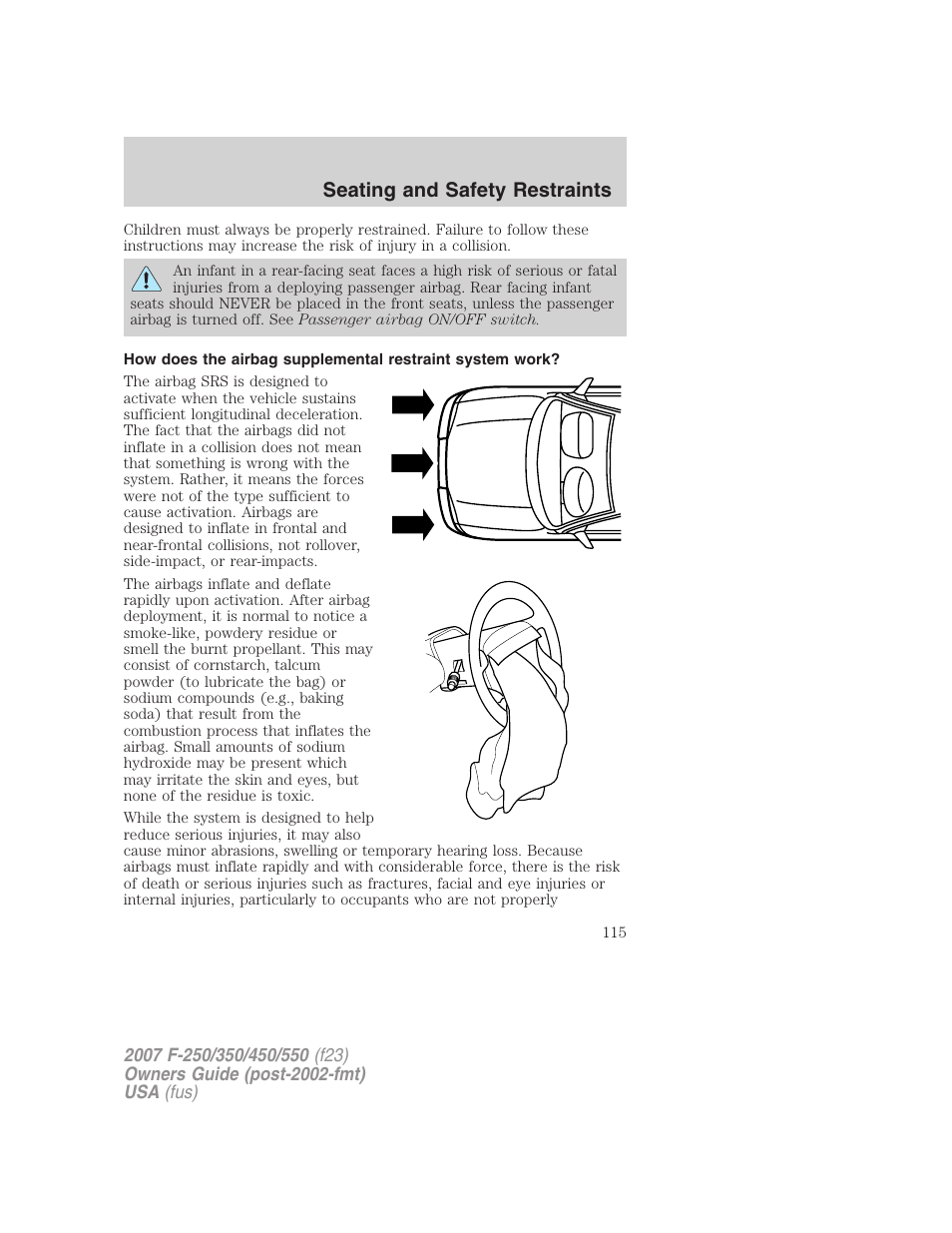 Seating and safety restraints | FORD 2007 F-550 v.2 User Manual | Page 115 / 312