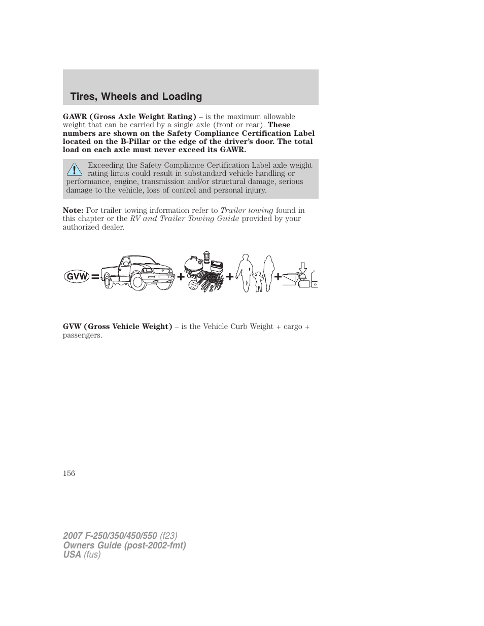 Tires, wheels and loading | FORD 2007 F-550 v.2 User Manual | Page 156 / 312